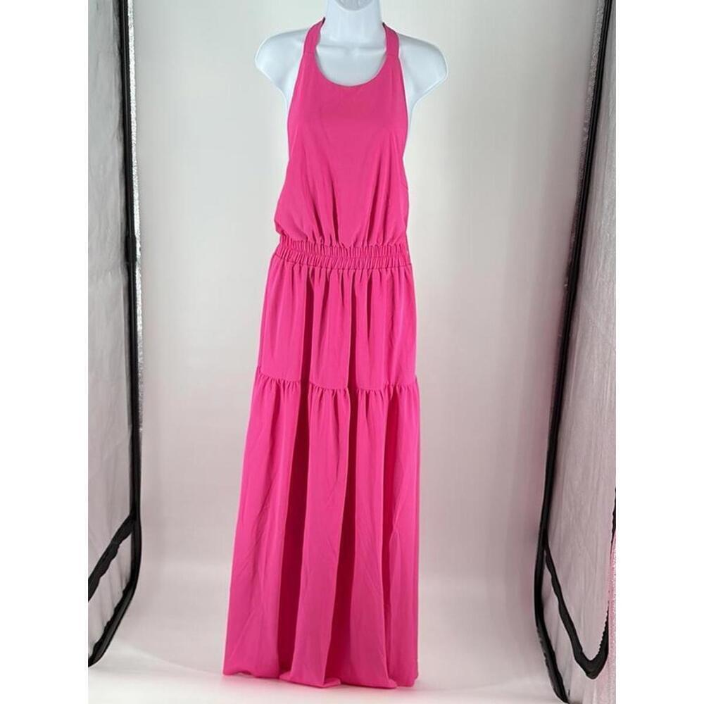 Chic Pink Maxi Dress with Tie Detail